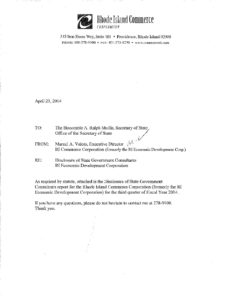 CommerceRI RIEDC 3rd qtr FY2014 Consultants Report pdf