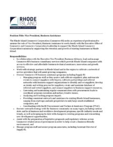 VP Business Assistance Position Description pdf