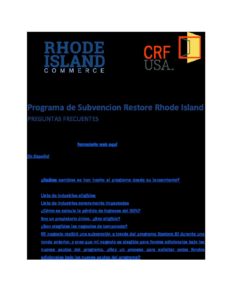 Restore Rhode Island Grant Program FREQUENTLY ASKED QUESTIONS SPANISH VERSION pdf
