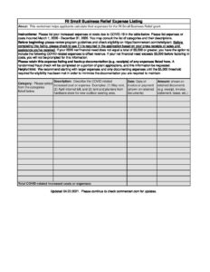 RI Small Business Relief Expense Listing pdf
