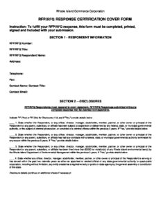 RFP RESPONSE CERTIFICATION COVER FORM pdf